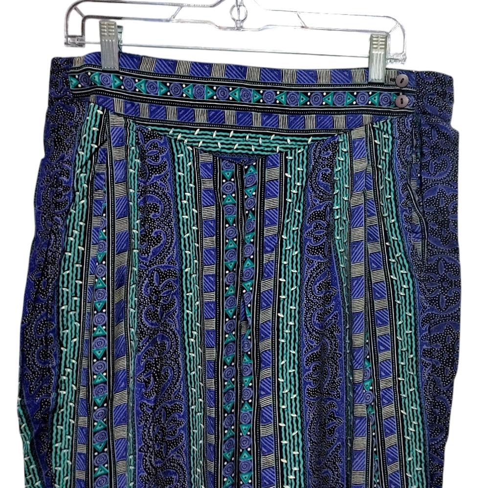 Vintage 1980s 2 Piece Matching Set Blue Green Graphic Women's Size Large - Picture 10 of 13